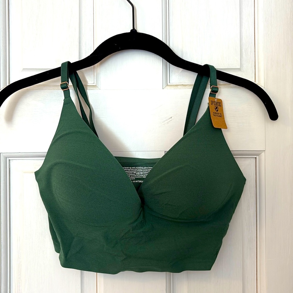 Pink wireless push-up bra